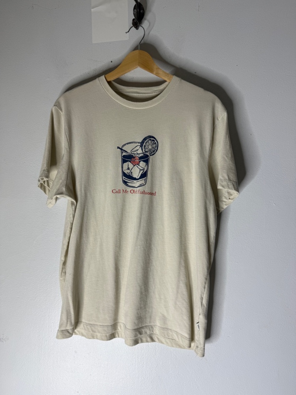 J Crew Factory Cream Crewneck Short Sleeve T-shirt Call Me Old Fashioned Medium